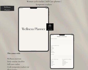 Wellness Digital Planner | Self Care Planner | Wellness Tracker | Cycle & Sleep Tracker | Daily Routine Planner | PDF
