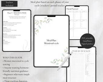 Cycle Syncing Meal Planner | Hormone Friendly Meal Plan | Menstrual Cycle Meals | Grocery List | Digital Planner PDF