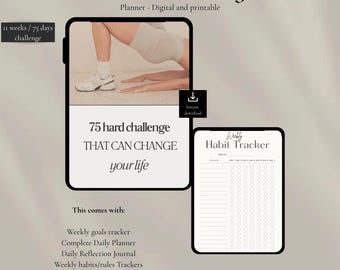 75 Hard Challenge Planner – Daily Habit Tracker (Printable PDF + GoodNotes)