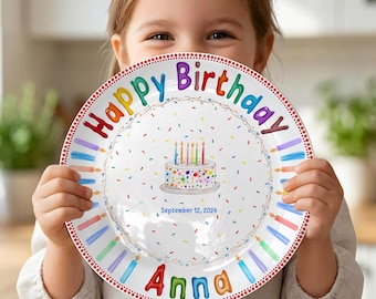 Personalized Birthday Cake Plate, Custom Kids Birthday, Colorful Ceramic Birthday Keepsake, Birthday Gift for Toddler Boy or Girl P5124PE0