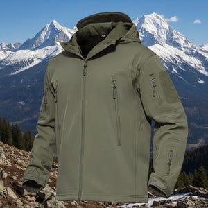 Men’s Waterproof Tactical Softshell Jacket with Hood – Military Style Outdoor Gear
