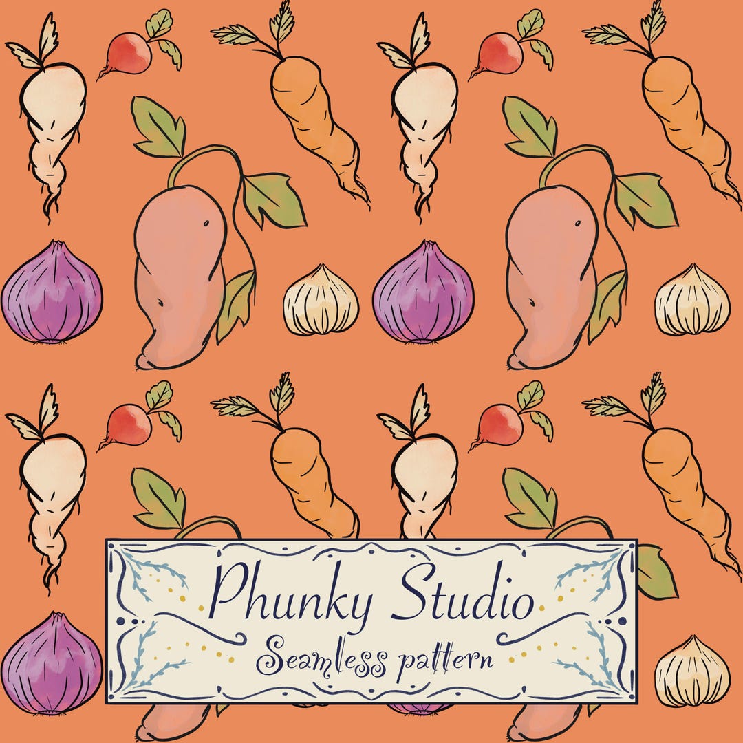 Root Vegetables Seamless Pattern, Botanical Print (digital Download) - Etsy