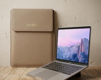 Custodia per laptop in pelle PU personalizzata con supporto, custodia opzionale, nome stampato a caldo