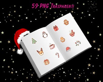 Christmas Sticker Kit – 59 Transparent PNG Christmas Digital Stickers for GoodNotes, Digital Planners, and Journals – Instant Download