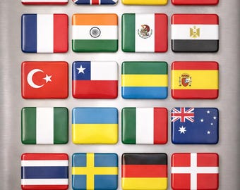 Imanes de banderas de países / Imanes para refrigerador / Regalo cultural / Regalo de herencia / Decoración para refrigerador / Recuerdo de viaje / Banderas del mundo / Imanes de la Copa Mundial