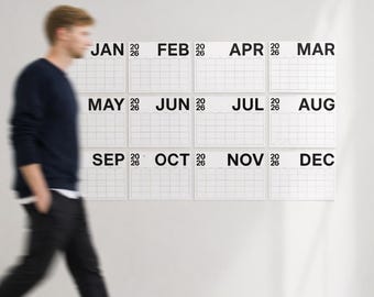 Minimalistische wandkalender 2026 | Grote letter, A3, A4, letter (pdf-download)
