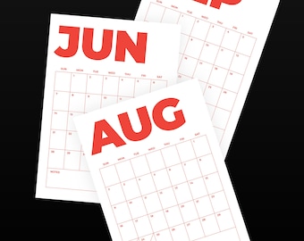 Afdrukbare wandkalender 2026 | Rode A4-pdf-planner (digitale download) | Start zondag en maandag