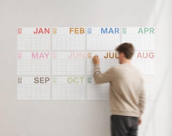 Calendrier mural minimaliste 2026 | Gros caractères, A3 A4 Letter (téléchargement PDF imprimable)