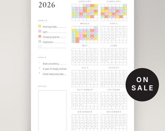 Gewoontetracker 2026 | Jaar in pixels-planner | Minimalistisch jaarlijks (pdf-download)