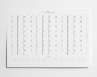 Muurplanner jaar 2026 | Minimalistische jaarkalender in één oogopslag | Afdrukbaar en iPad | Digitale download