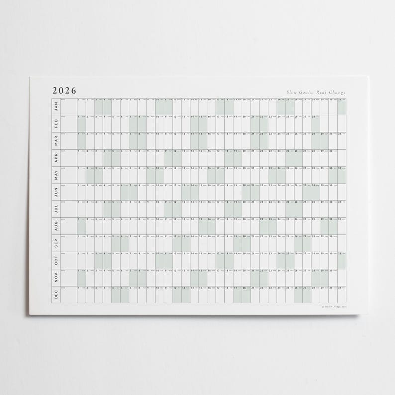 2026 Year At-A-Glance Calendar | Minimalist Wall Planner (Digital Download) image 2