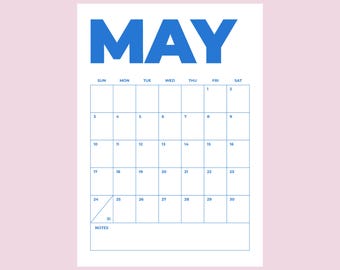 Calendario mensual retro 2026 / Planificador PDF A4 a color (Descarga digital)