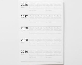 5 jaar muurplanner | Minimalistische langetermijndoelen, iPad digitaal (pdf-download)