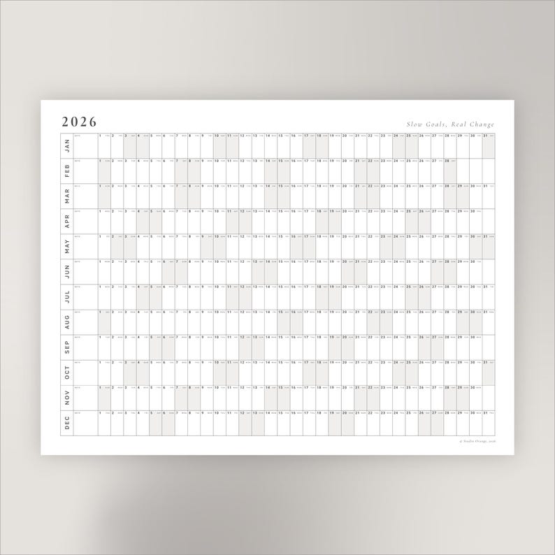 2026 Year At-A-Glance Calendar | Minimalist Wall Planner (Digital Download) image 4