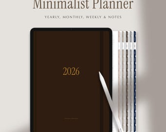 2026 Minimalist Digital Planner | Weekly, Monthly, iPad GoodNotes (Digital Download)
