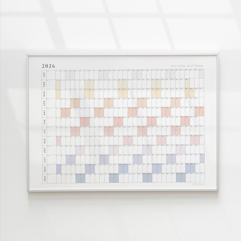 2026 Year At-A-Glance Calendar | Minimalist Wall Planner (Digital Download) image 8