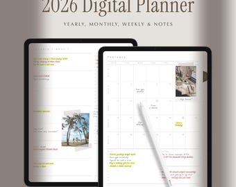 Digitale planner 2026 voor iPad | Minimalistische gehyperlinkte pdf (compatibel met GoodNotes)