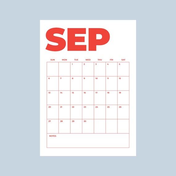 2026 Wall Calendar Printable | Red A4 PDF Planner (Digital Download) | Sunday & Monday Start