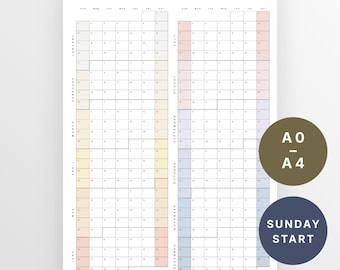 Minimalistische wandkalender 2027 Sunday Start | Jaarplanner in één oogopslag (pdf-download)