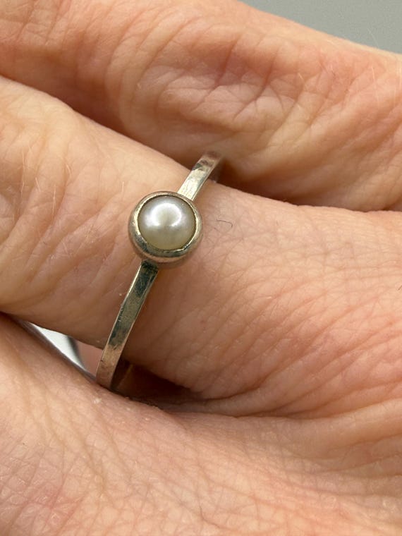 Sterling Silver Pearl Stacking Ring – Minimalist … - image 5