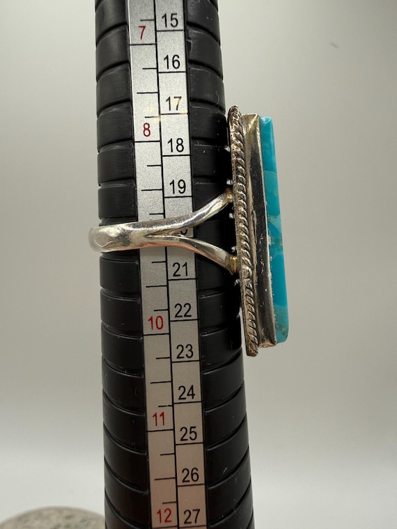 Bold Rectangular Turquoise Sterling Silver Ring –… - image 9
