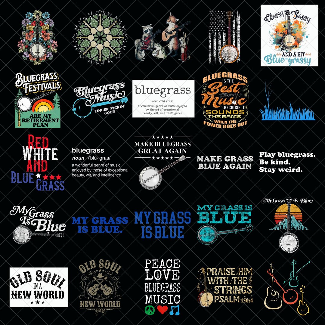 Bluegrass PNG Bundle, Banjo Music Sublimation Designs, Peace Love ...