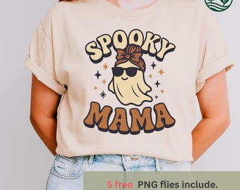 Gruselige Mama Geist PNG | Retro Halloween T-Shirt Motiv | Digitaler Download