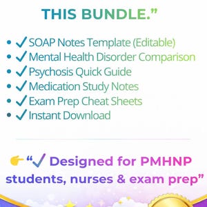 PMHNP Study Bundle | SOAP Notes Template | Psychiatric Nurse Practitioner Notes | Psych Med Cheat Sheet | Exam Prep Guide | Nursing Study