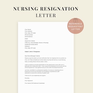 Nurse Resignation Letter Template | Editable Word & Google Docs | A4/Letter Size | Instant Download