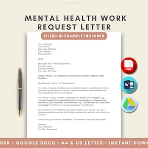Verzoekbrief geestelijke gezondheidszorg | Sjabloon werkplekaccommodatie | Bewerkbaar Word en Google-documenten