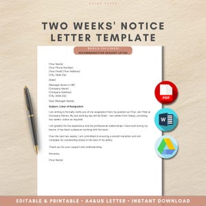 Two Weeks' Notice Letter Template | Simple Resignation Letter (Word, Google Docs)