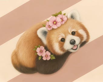 Red Panda Wall Art Print, Nursery Animal Illustration, Kids Room Decor (Digital Download)