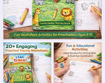 Preschool Pre-writing Skills Tracing Workbook: Safari Animals
