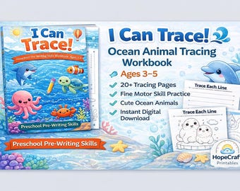 Preschool Pre-Writing Skills Tracing Workbook: Ocean Animals