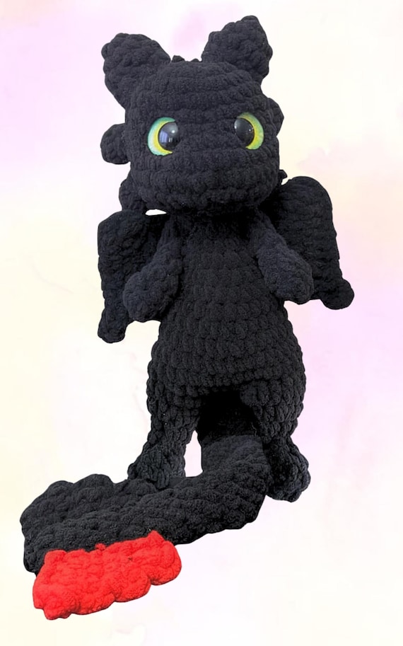 Handcrafted Crochet Night Fury Snuggler — Magical, Soft, and Comfortingly Floppy