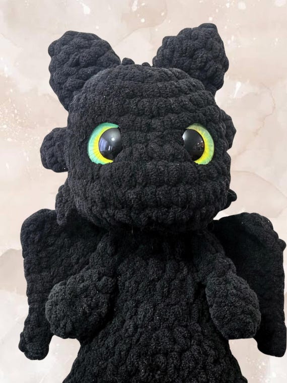 Handcrafted Crochet Night Fury Dragon Plush — Magical, Soft, and Made With Love