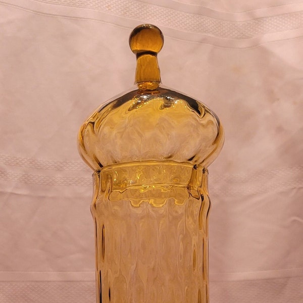 Italian Amber Empoli Footed Decanter with Circus Tent Top (circa 1960)