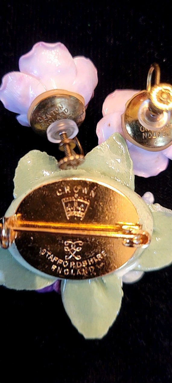 Vintage Crown Staffordshire English Bone China Fl… - image 3