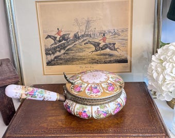 Vintage Porzellan Romantische Szene Griffkommode Box | Europäisches Waschtischdekor
