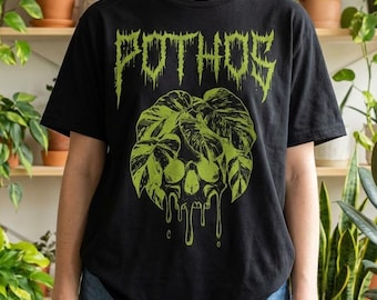 Marble Queen Pothos Shirt | Dripping Skull Plant Graphic Tee | Goth Botanical Top