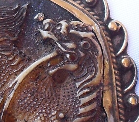 Vintage Dragon Necklace, Carved Asian Dragon Penda