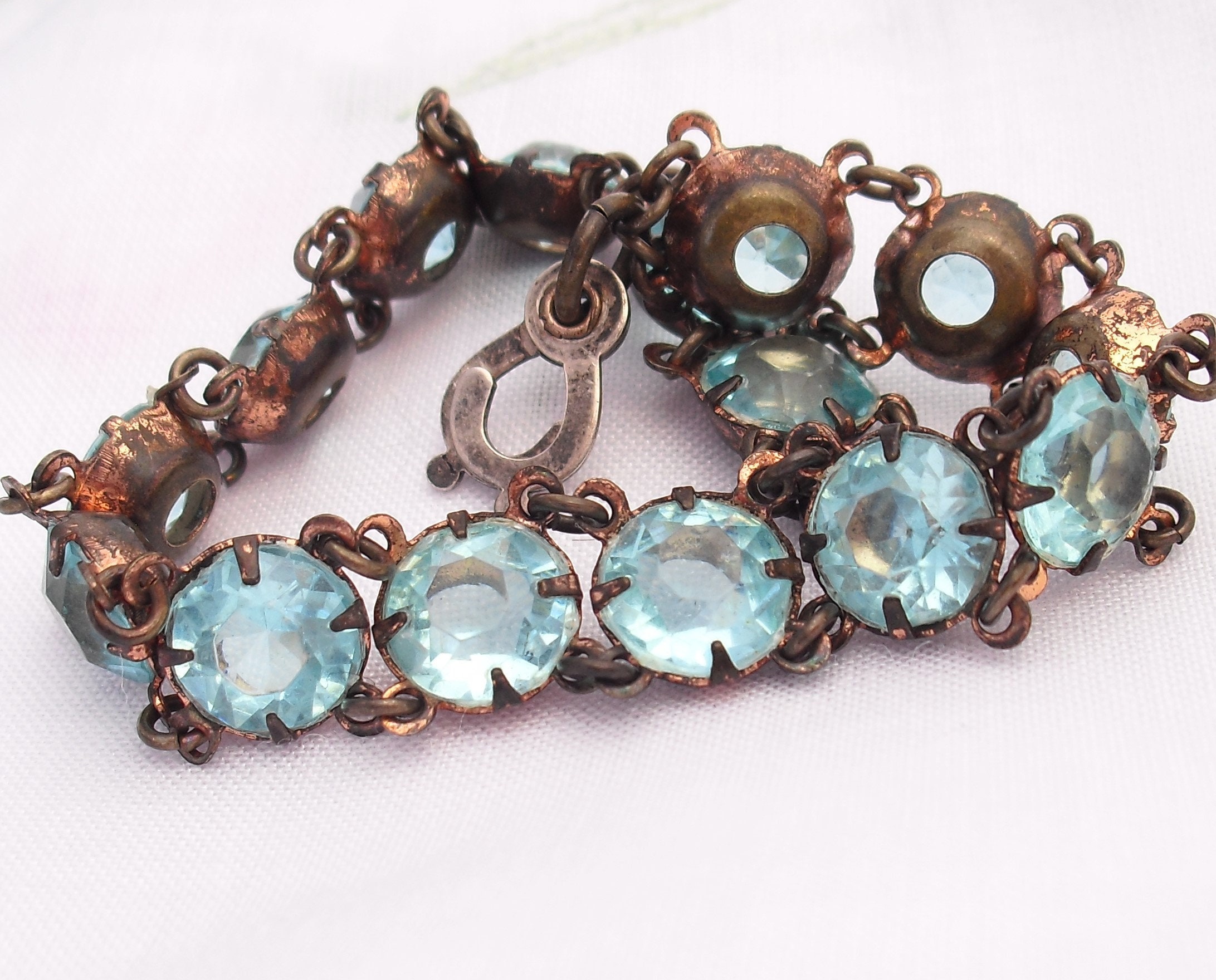 Antique Blue Topaz Crystal Bracelet Luminous Faceted Crystal | Etsy