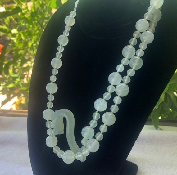 Serpentine Snake Dragon Necklace, Carved Serpentin