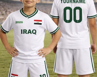 Custom Iraq 2026 Cup Fan Soccer Set 2026 Jersey, Custom Would Cup Team Set , Gift For Soccer Players, Iraq Kids Soccer Set 2026