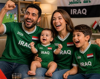 Custom Iraq World Cup 2026 Family Soccer Jersey, World Cup Inspired Football Shirt, Custom Iraq Jersey Gift