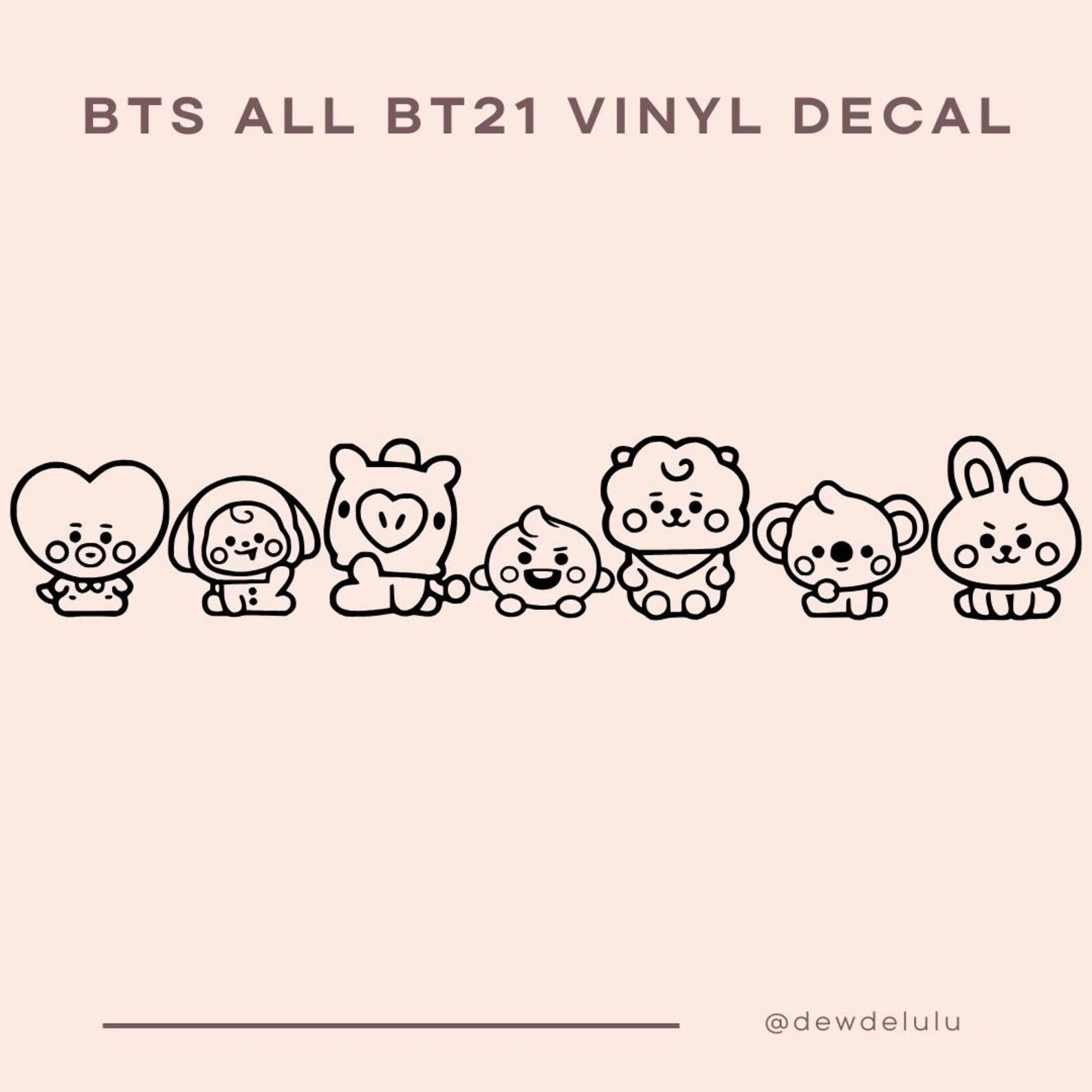 All BT21 Lineup Decal | BTS ARMY Gift | K‑pop Vinyl Car Window Sticker ...