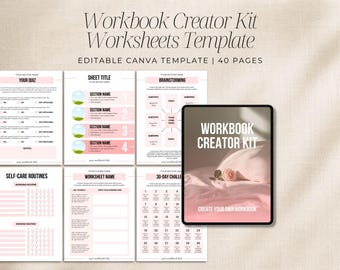 Plantilla de cuaderno de trabajo en Canva, paquete de hojas de trabajo, plantilla de libro electrónico, imán de clientes potenciales