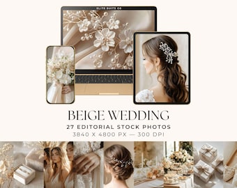 Fotos de archivo de bodas en tonos beige, 27 imágenes en IA (descarga digital)