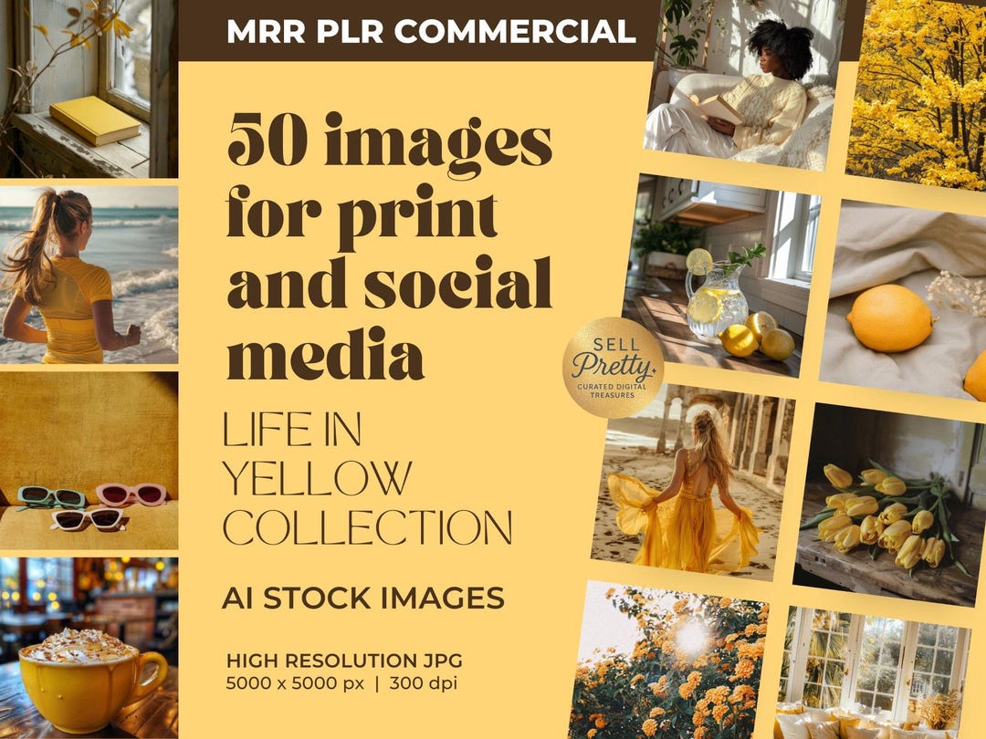 Yellow Life Life in Yellow Stock Images Bundle, Summer AI Stock Photos, MRR PLR ...
