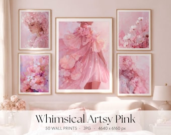 Decoración de pared para habitación de niñas, 50 láminas artísticas originales (descarga digital)